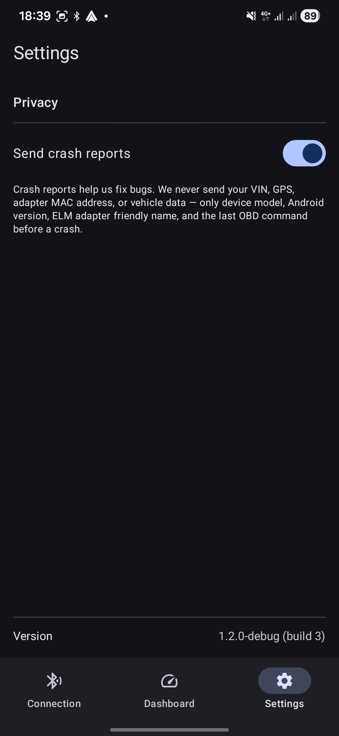 Settings and privacy controls